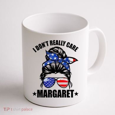 I Dont Really Care Margaret Minimalist Jd Vance Messy Bun White Coffee Mug back
