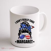 I Dont Really Care Margaret Minimalist Jd Vance Messy Bun White Coffee Mug thumb 1