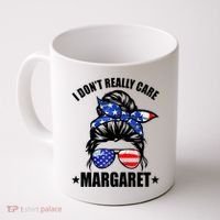 I Dont Really Care Margaret Minimalist Jd Vance Messy Bun White Coffee Mug thumb 0