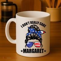 I Dont Really Care Margaret Minimalist Jd Vance Messy Bun White Coffee Mug thumb 4
