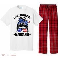 I Dont Really Care Margaret Minimalist Jd Vance Messy Bun White Pajama Set thumb 0