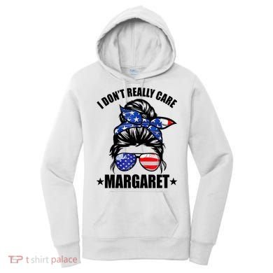 I Dont Really Care Margaret Minimalist Jd Vance Messy Bun White Women's Hoodie