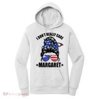 I Dont Really Care Margaret Minimalist Jd Vance Messy Bun White Women's Hoodie thumb 0