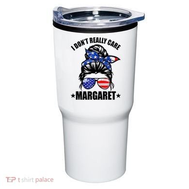 I Dont Really Care Margaret Minimalist Jd Vance Messy Bun White Tumbler