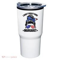 I Dont Really Care Margaret Minimalist Jd Vance Messy Bun White Tumbler thumb 0