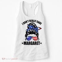 I Dont Really Care Margaret Minimalist Jd Vance Messy Bun White Women's Tank Top thumb 0