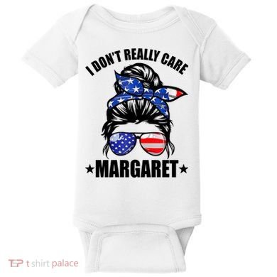 I Dont Really Care Margaret Minimalist Jd Vance Messy Bun White Baby Bodysuit