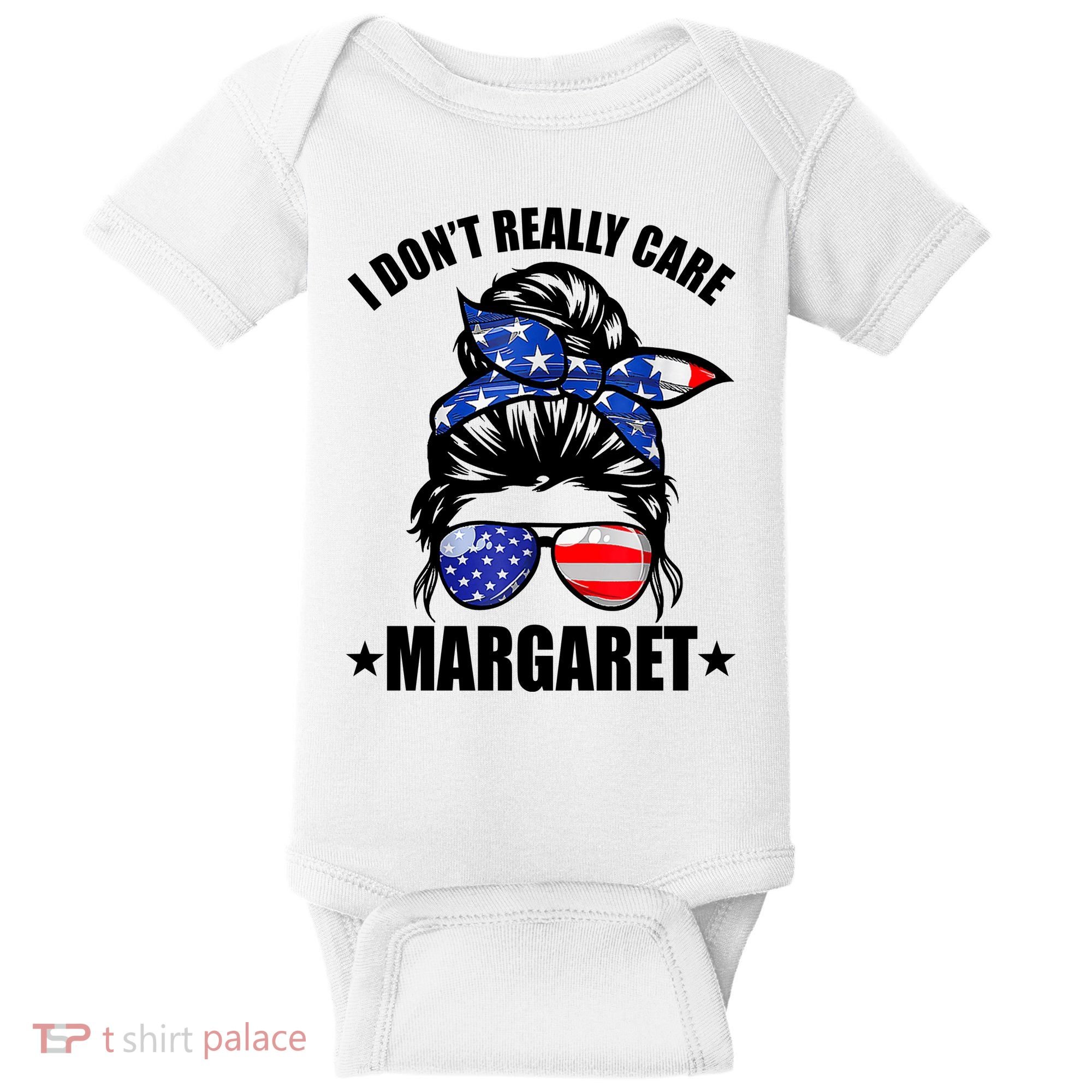 I Dont Really Care Margaret Minimalist Jd Vance Messy Bun White Baby Bodysuit