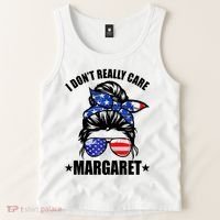 I Dont Really Care Margaret Minimalist Jd Vance Messy Bun White Tank Top thumb 2