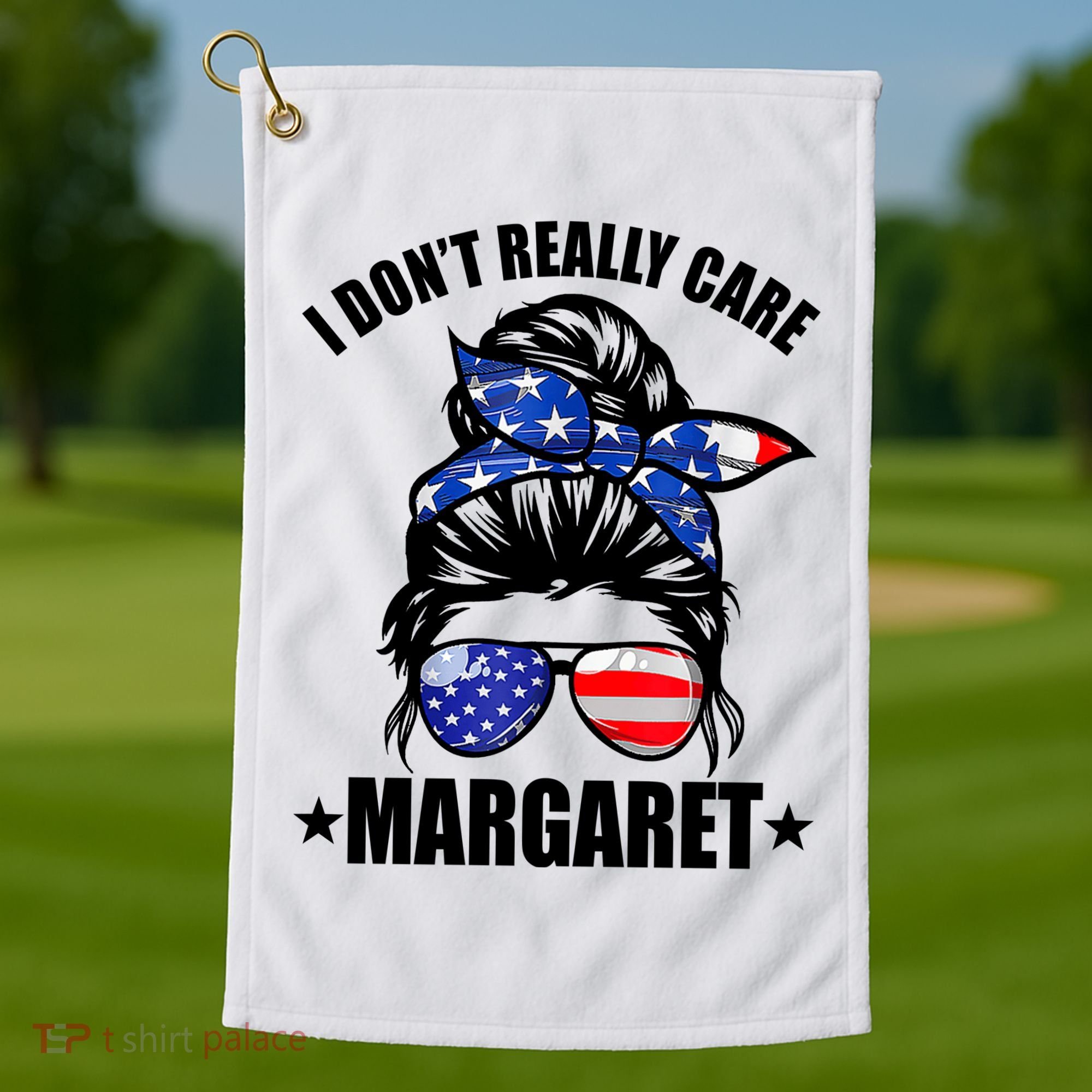 I Dont Really Care Margaret Minimalist Jd Vance Messy Bun White Golf Towel