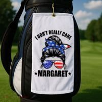I Dont Really Care Margaret Minimalist Jd Vance Messy Bun White Golf Towel thumb 2