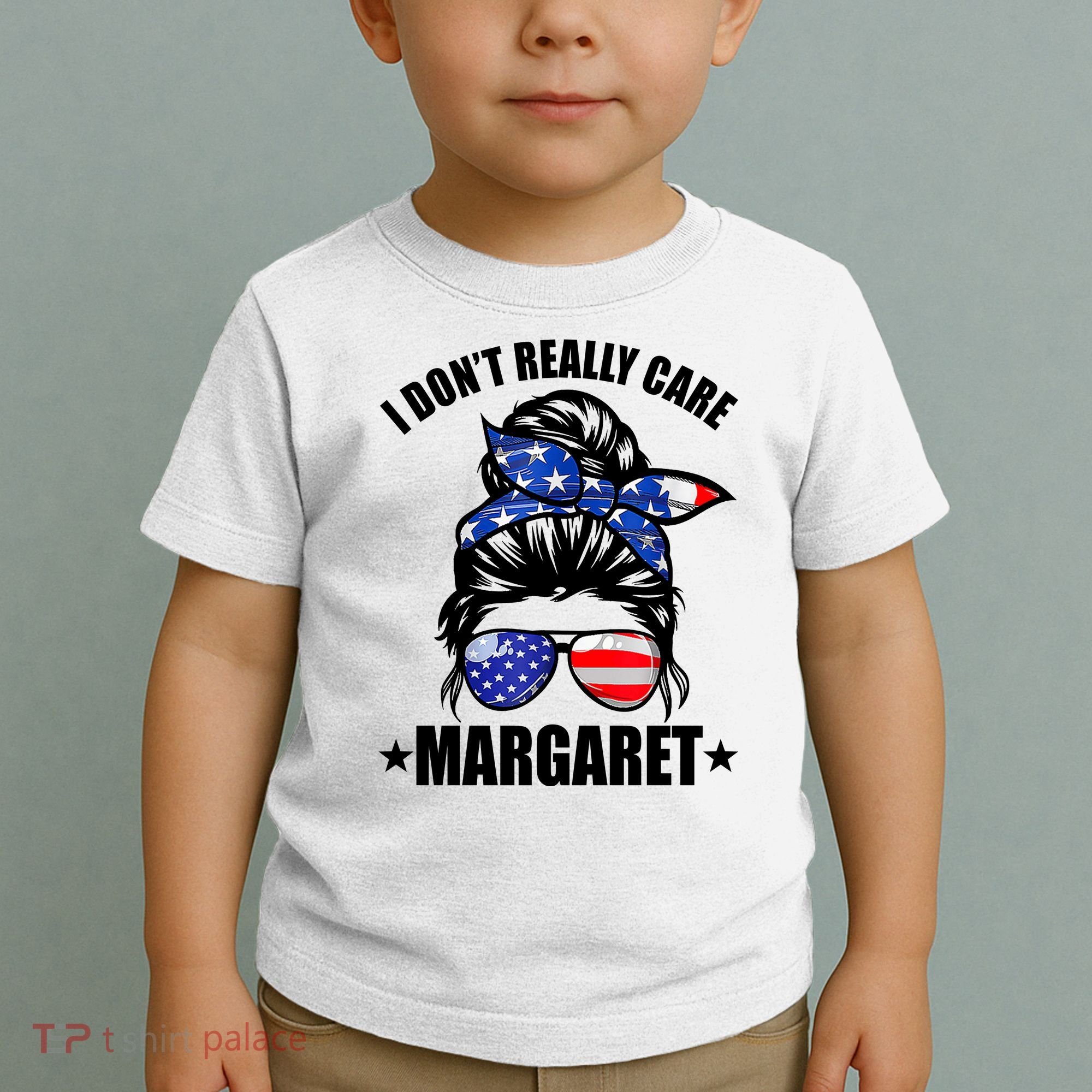 I Dont Really Care Margaret Minimalist Jd Vance Messy Bun White Toddler T-Shirt