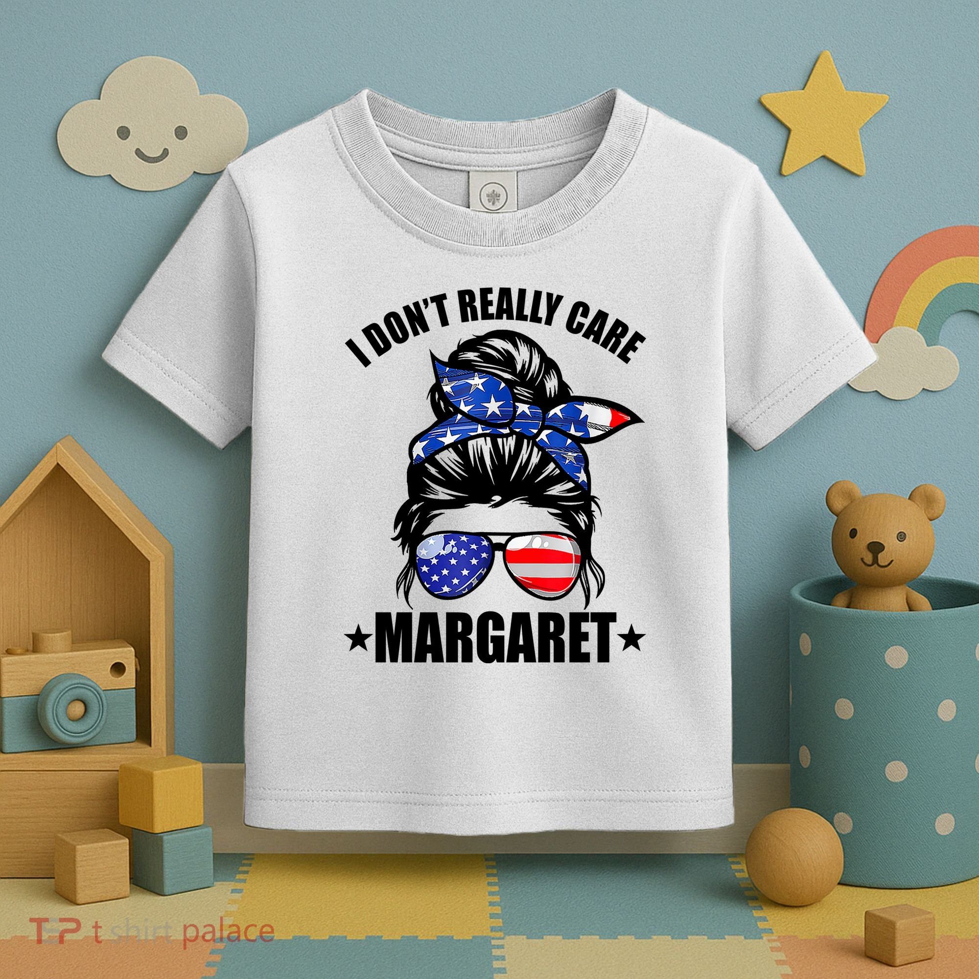 I Dont Really Care Margaret Minimalist Jd Vance Messy Bun White Toddler T-Shirt