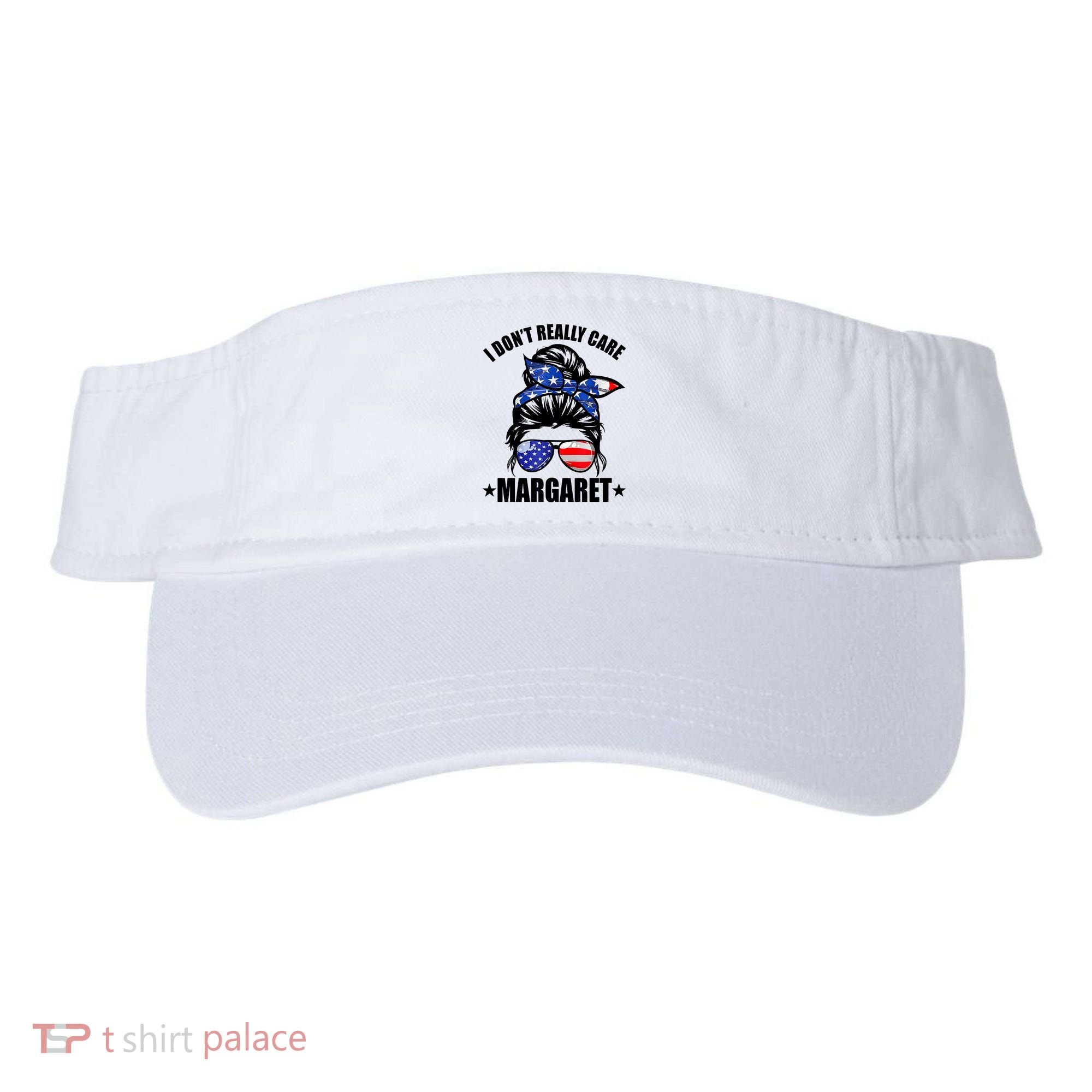 I Dont Really Care Margaret Minimalist Jd Vance Messy Bun White Visor