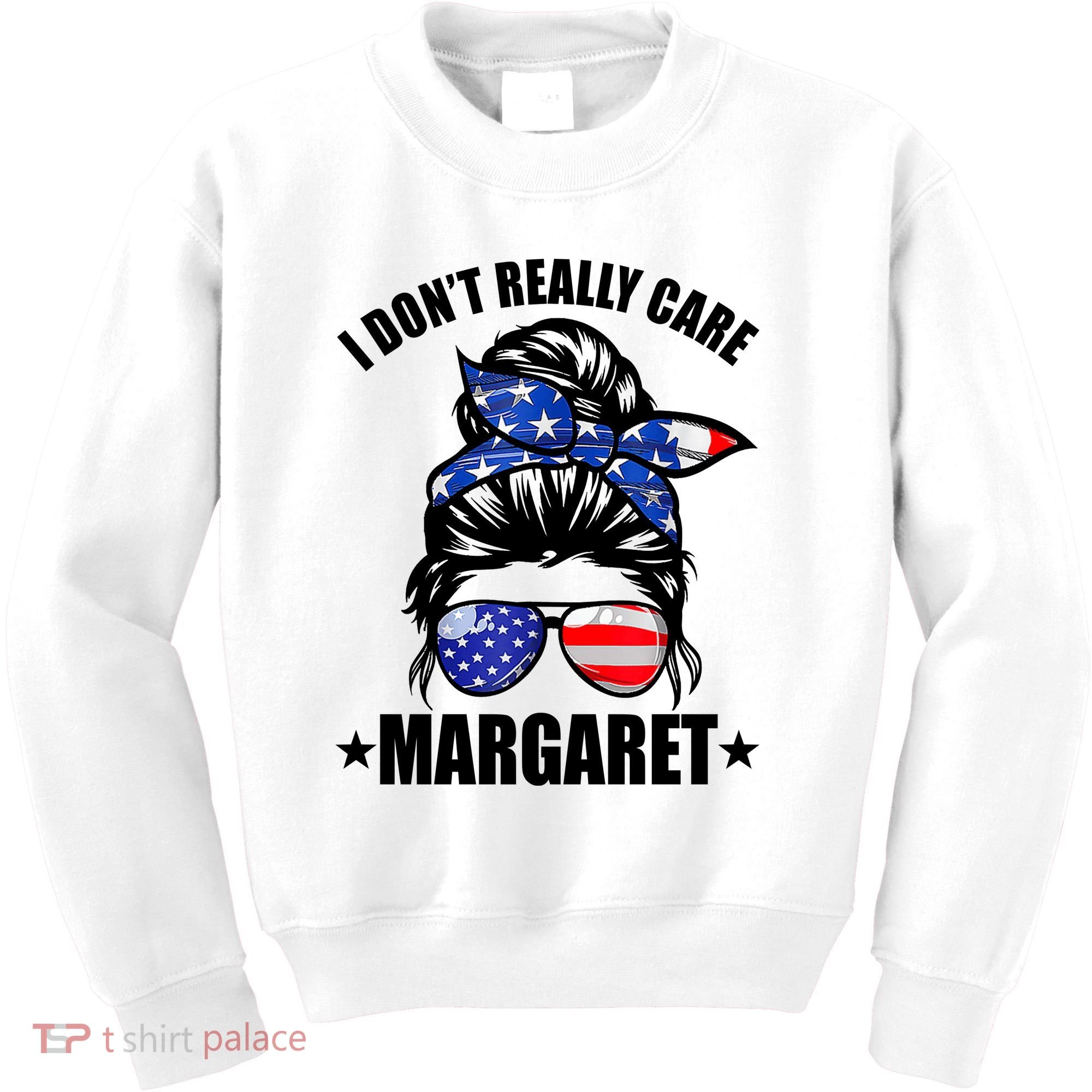 I Dont Really Care Margaret Minimalist Jd Vance Messy Bun White Kids Sweatshirt