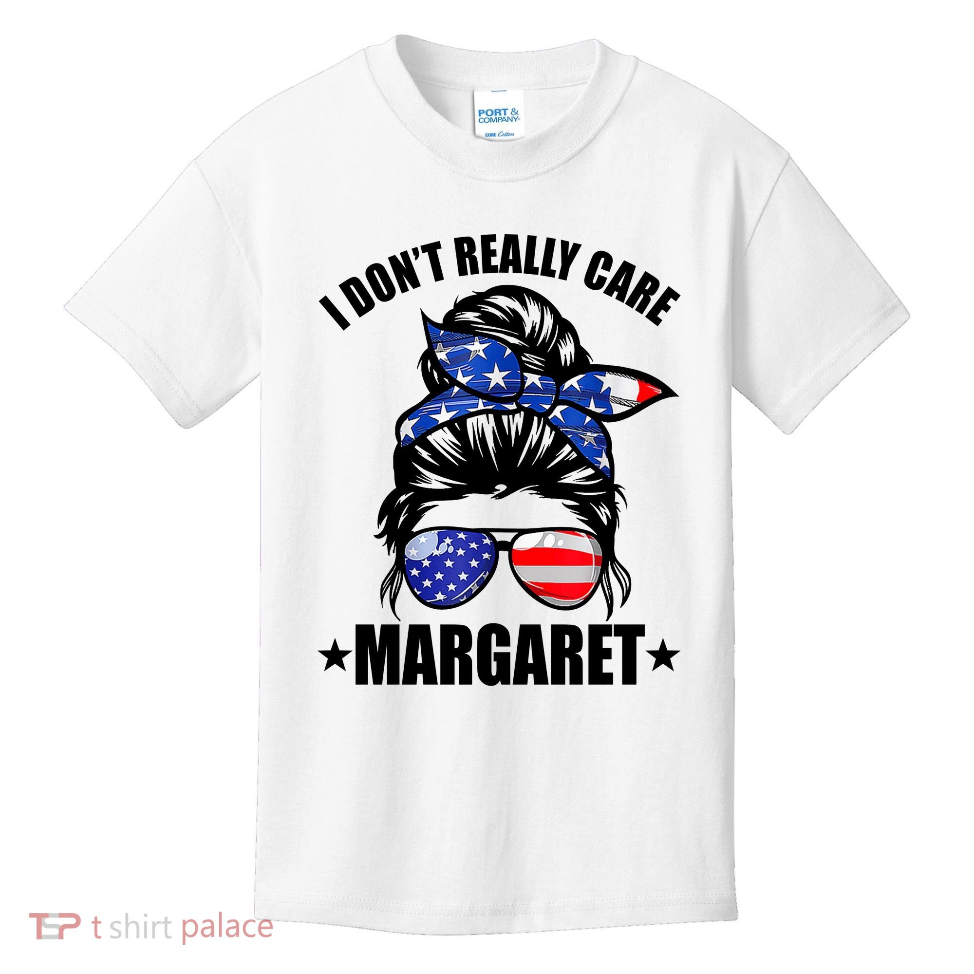 I Dont Really Care Margaret Minimalist Jd Vance Messy Bun White Kids T-Shirt