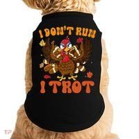 I Dont Run I Trot Turkey Autumn Thanksgiving Groovy Retro Doggie Tank thumb 0