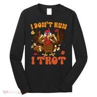 I Dont Run I Trot Turkey Autumn Thanksgiving Groovy Retro Long Sleeve Shirt thumb 0