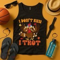 I Dont Run I Trot Turkey Autumn Thanksgiving Groovy Retro Tank Top thumb 4
