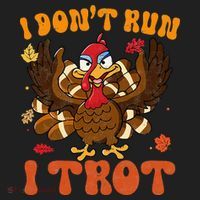 I Dont Run I Trot Turkey Autumn Thanksgiving Groovy Retro Golf Towel thumb 3