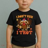 I Dont Run I Trot Turkey Autumn Thanksgiving Groovy Retro Toddler T-Shirt thumb 2