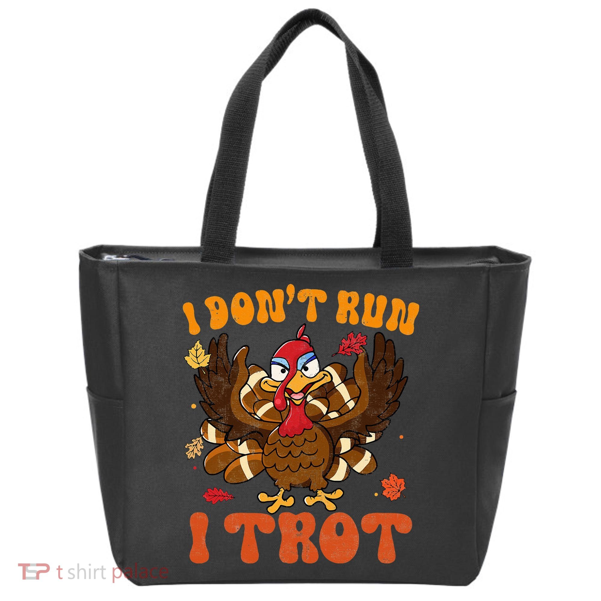 I Dont Run I Trot Turkey Autumn Thanksgiving Groovy Retro Tote Bag