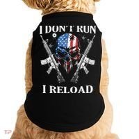 I don't Run I Reload Gun Rights AR 15 Skull American Flag Doggie Tank thumb 0
