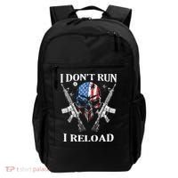 I don't Run I Reload Gun Rights AR 15 Skull American Flag Backpack thumb 0