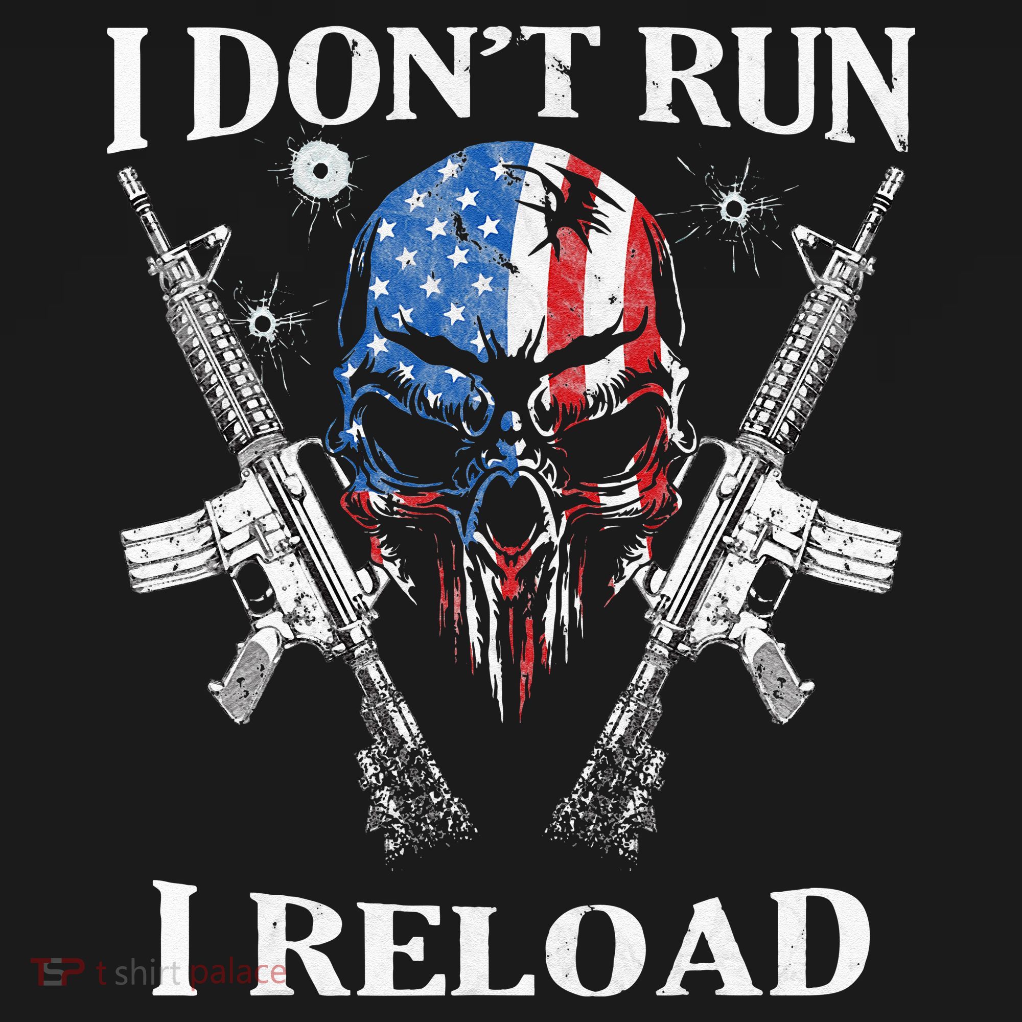 I don't Run I Reload Gun Rights AR 15 Skull American Flag Women's Hoodie