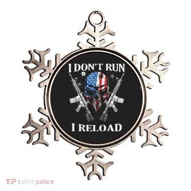 I don't Run I Reload Gun Rights AR 15 Skull American Flag Ornament