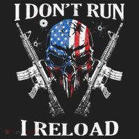I don't Run I Reload Gun Rights AR 15 Skull American Flag Hat thumb 2