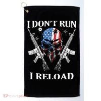 I don't Run I Reload Gun Rights AR 15 Skull American Flag Golf Towel thumb 0