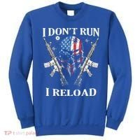 I don't Run I Reload Gun Rights AR 15 Skull American Flag Sweatshirt thumb 0