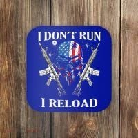 I don't Run I Reload Gun Rights AR 15 Skull American Flag Coaster thumb 0