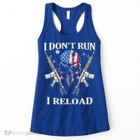 I don't Run I Reload Gun Rights AR 15 Skull American Flag Women's Tank Top thumb 0
