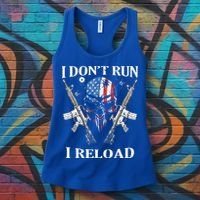 I don't Run I Reload Gun Rights AR 15 Skull American Flag Women's Tank Top thumb 3