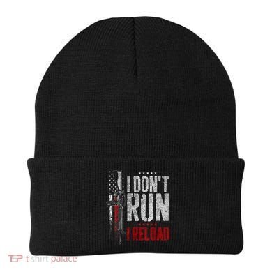 I Don't Run I Reload Vintage US Flag Beanie