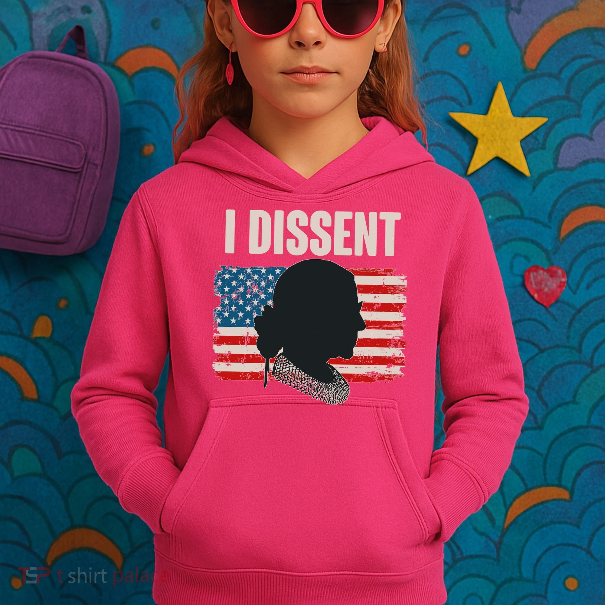 I Dissent Ruth Bader Ginsberg RBG USA American Flag Kids Hoodie