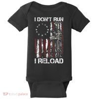 I Don't Run I Reload Gun American Flag Patriots  Baby Bodysuit thumb 0