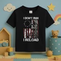 I Don't Run I Reload Gun American Flag Patriots  Toddler T-Shirt thumb 3