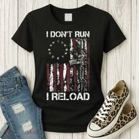 I Don't Run I Reload Gun American Flag Patriots  Women's T-Shirt thumb 3
