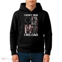 I Don't Run I Reload Gun American Flag Patriots  Kids Hoodie thumb 4