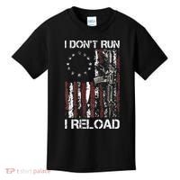 I Don't Run I Reload Gun American Flag Patriots  Kids T-Shirt thumb 0