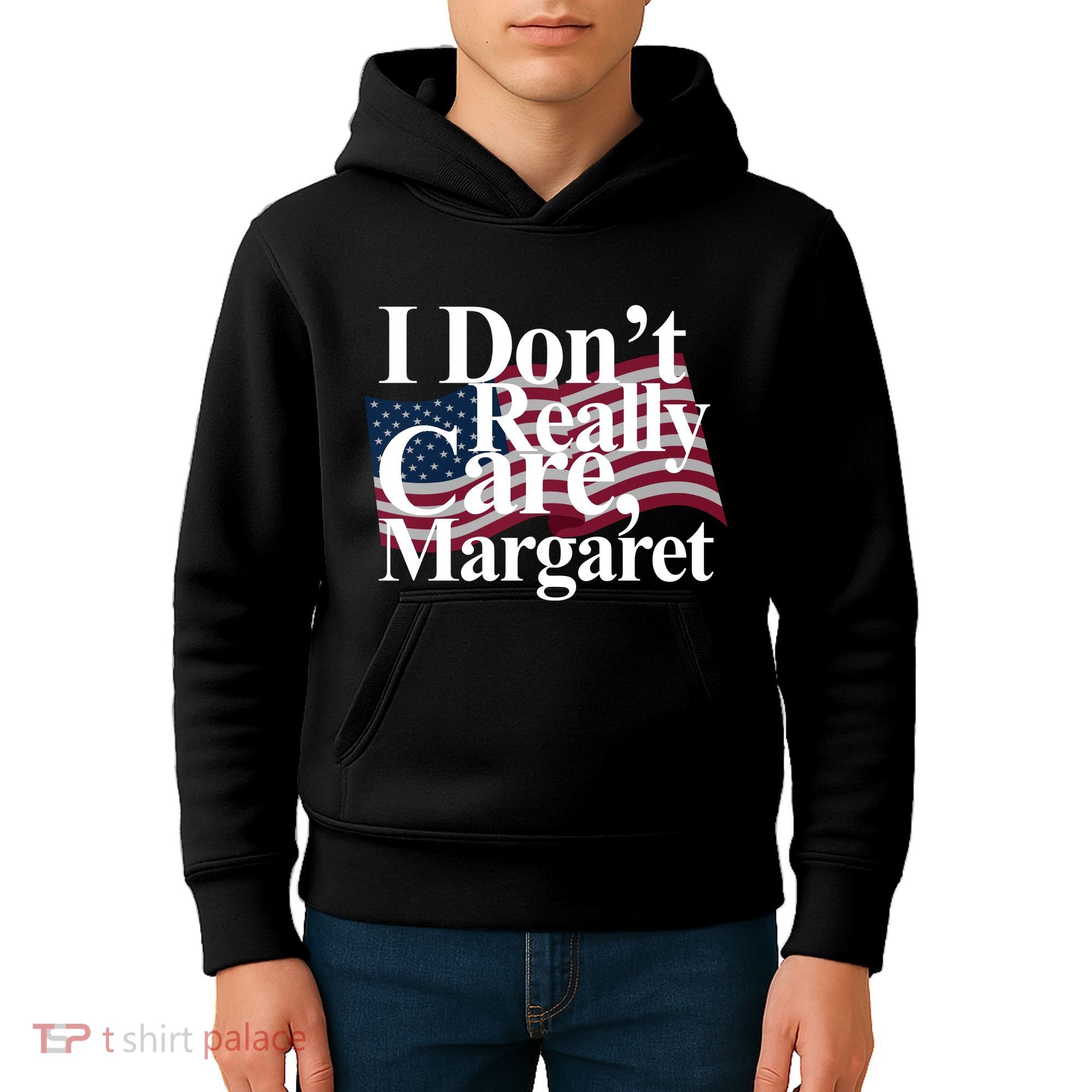 I DonT Really Care Margaret Funny Minimalist Kids Hoodie