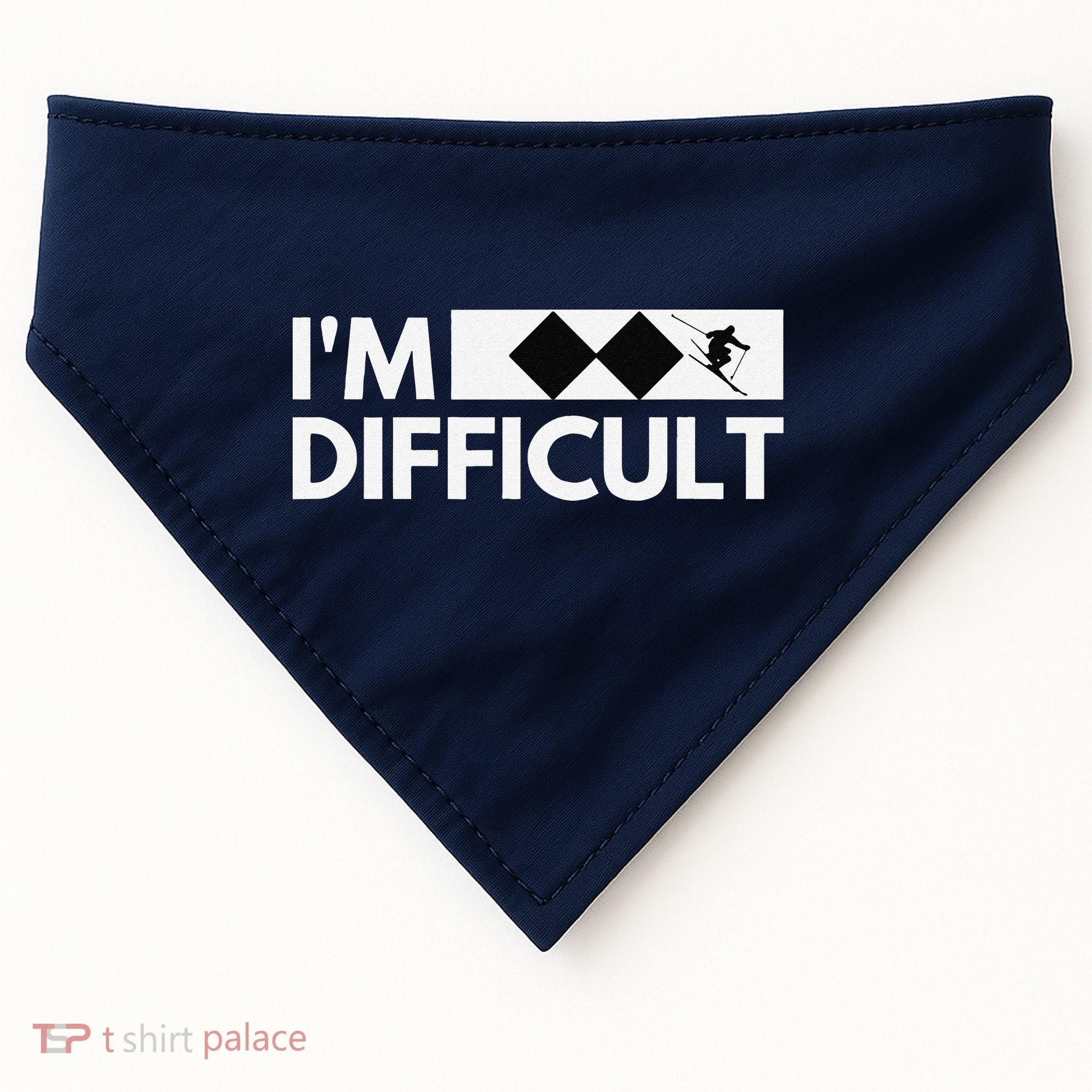 I'm Difficult Ski Funny Skier Snowboard Skiing USA-Made Doggie Bandana