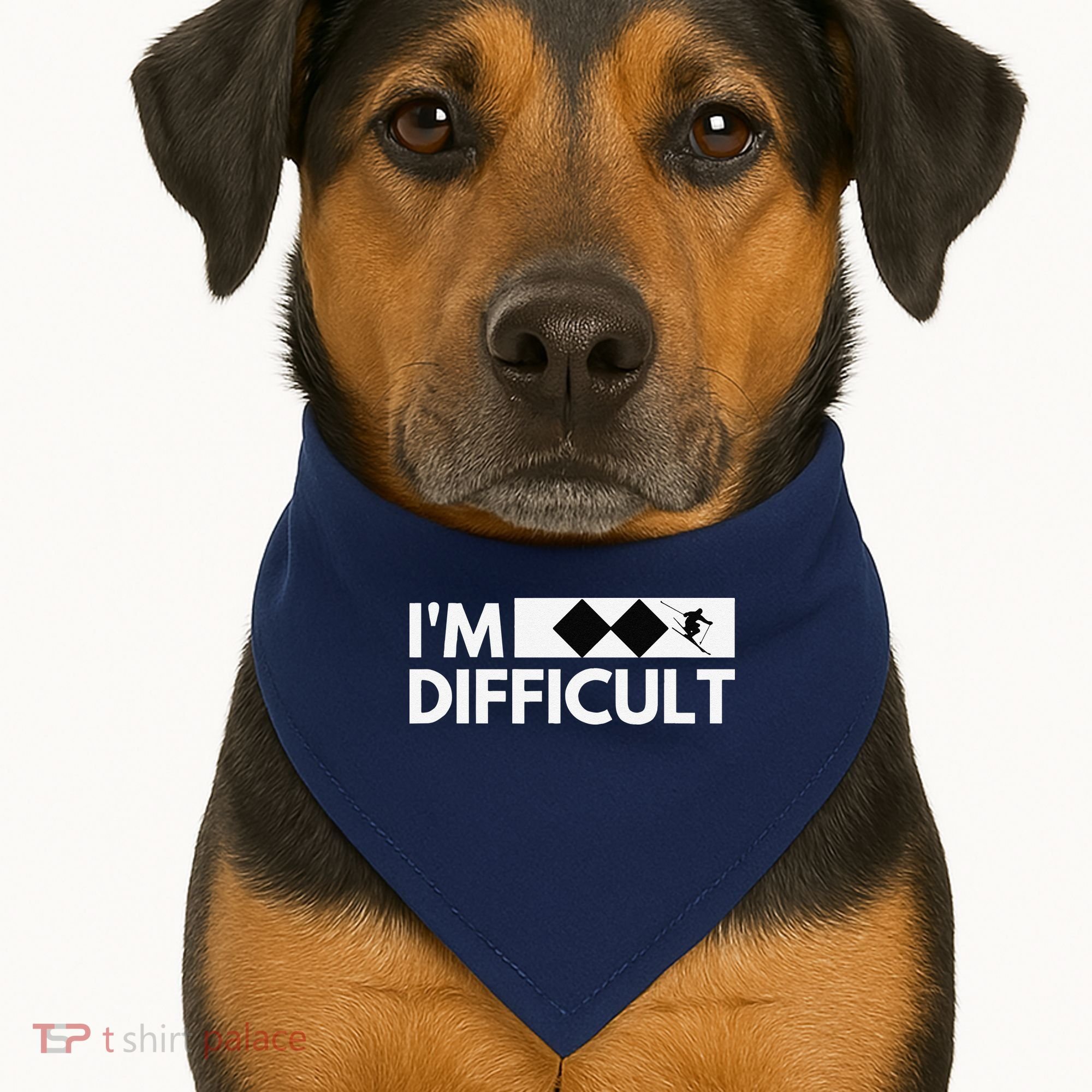 I'm Difficult Ski Funny Skier Snowboard Skiing USA-Made Doggie Bandana