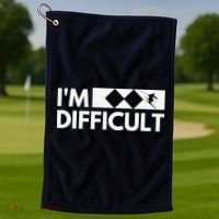 I'm Difficult Ski Funny Skier Snowboard Skiing Golf Towel thumb 1