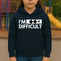 I'm Difficult Ski Funny Skier Snowboard Skiing Kids Hoodie thumb 3