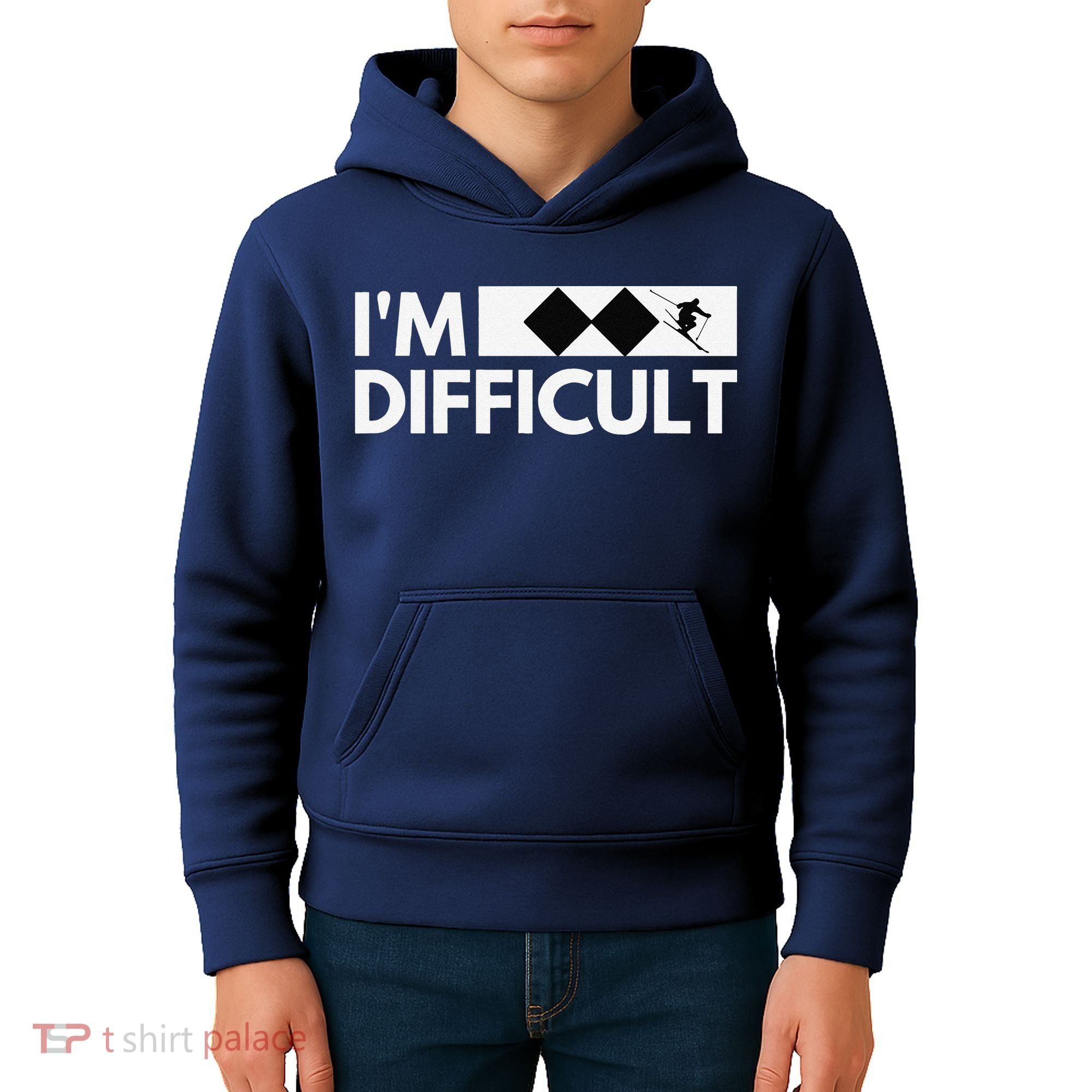 I'm Difficult Ski Funny Skier Snowboard Skiing Kids Hoodie