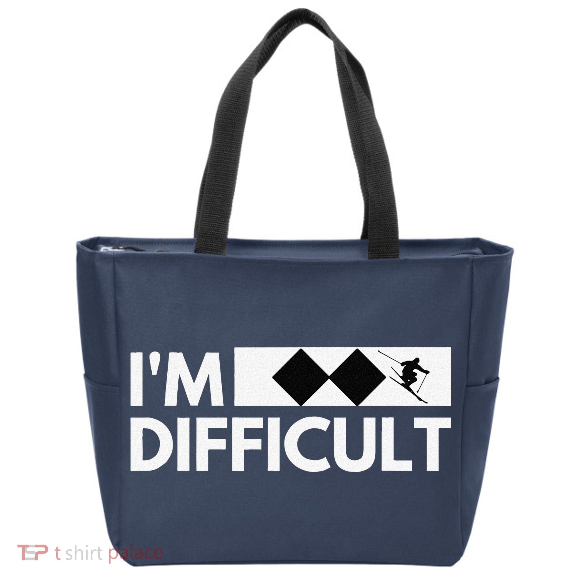 I'm Difficult Ski Funny Skier Snowboard Skiing Tote Bag